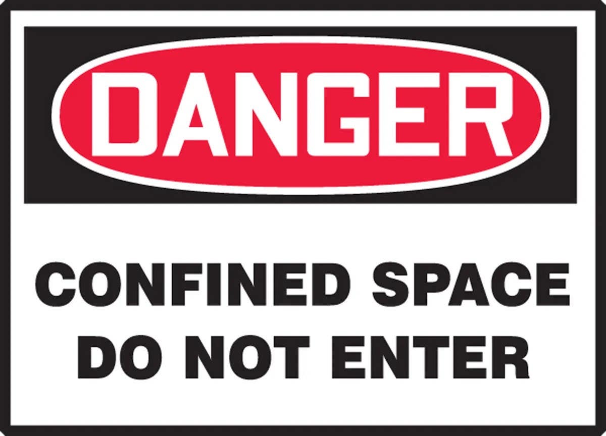 AccuformNMC LCSP242XVE OSHA Danger Safety Label, Confined Space, Do Not Enter, Adhesive Dura Vinyl, 5" H x 3-1/2" W
