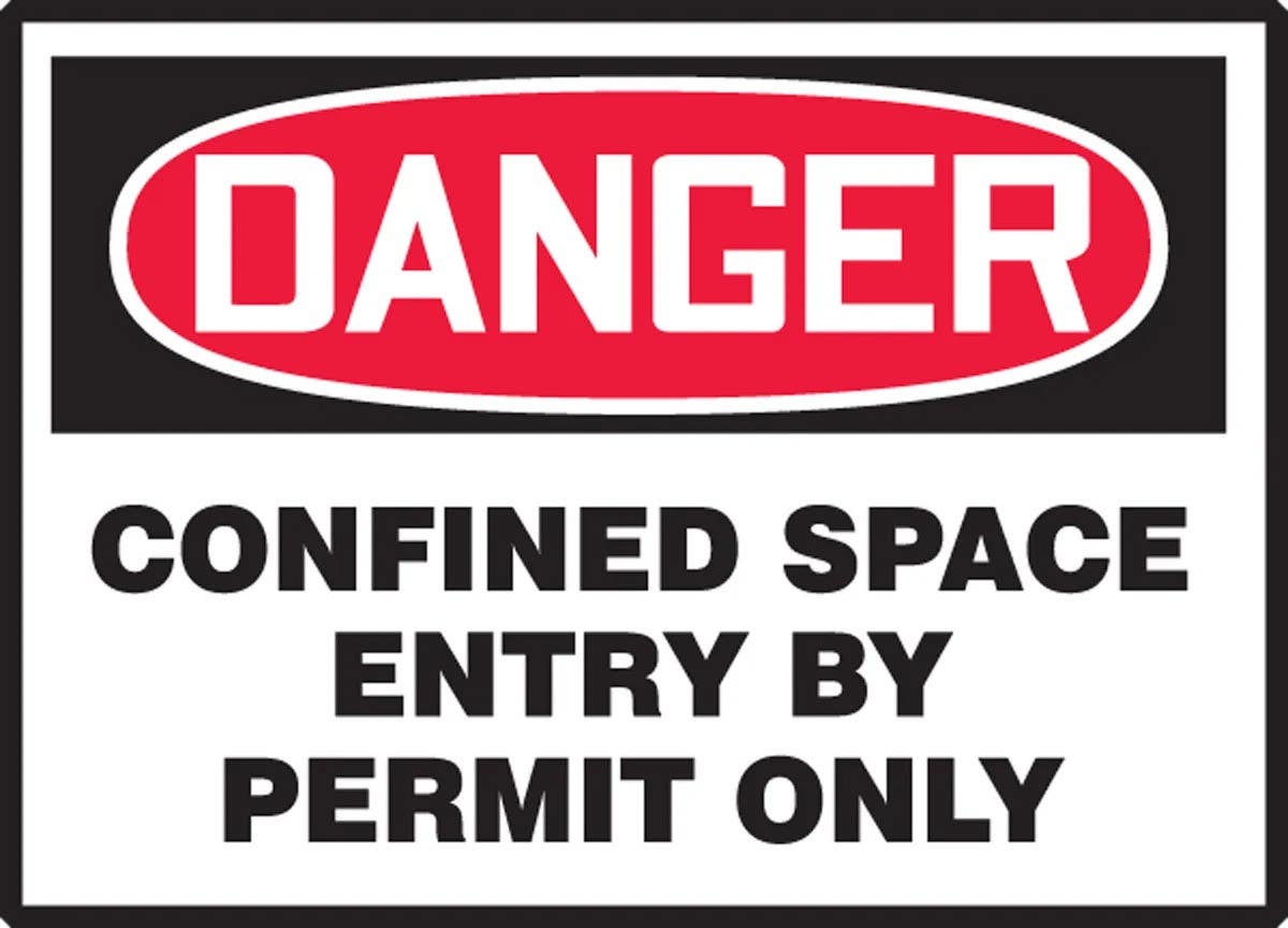 AccuformNMC LCSP244VSP OSHA Danger Safety Label, Confined Space, Entry By Permit Only, Adhesive Vinyl, 3-1/2" H x 5" W, 5/Pk