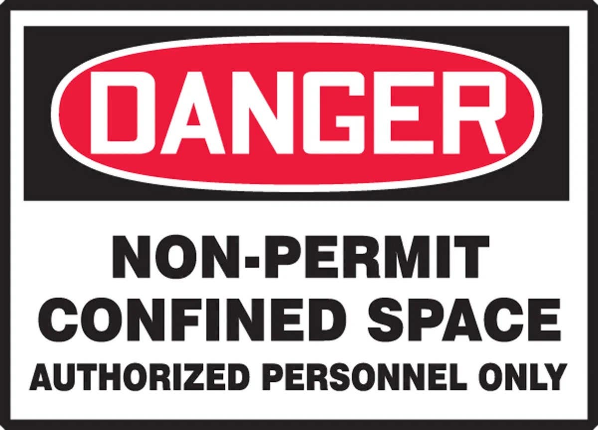 AccuformNMC LCSP260XVE Safety Label, Non-Permit Confined Space, Authorized Personnel Only, Adhesive Dura Vinyl, 3-1/2" H x 5" W