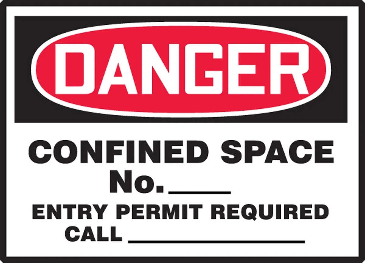 AccuformNMC LCSP262VSP Safety Label, Confined Space No. ___ Entry Permit Required, Adhesive Vinyl, 3-1/2" H x 5" W, 5/Pk