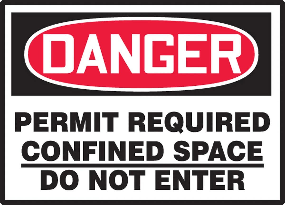 AccuformNMC LCSP264XVE Safety Label, Permit Required, Confined Space, Do Not Enter, Adhesive Dura Vinyl, 3-1/2" H x 5" W