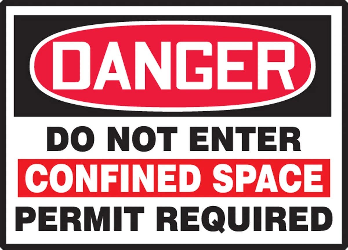 AccuformNMC LCSP268XVE Safety Label, Do Not Enter, Confined Space, Permit Required, Adhesive Dura Vinyl, 3-1/2" H x 5" W