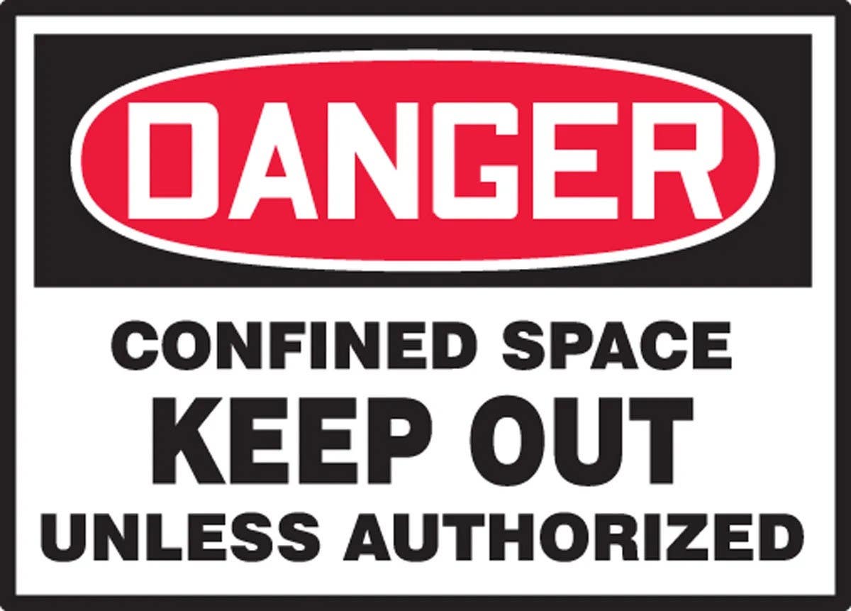 AccuformNMC LCSP270VSP Safety Label, Confined Space, Keep Out Unless Authorized, Adhesive Vinyl, 3-1/2" H x 5" W, 5/Pk
