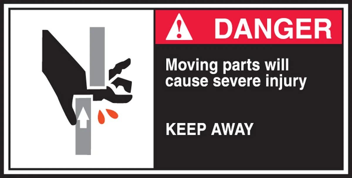 AccuformNMC LECN172 Electrical Safety Label, Danger, Moving Parts Will Cause Severe Injury..., Adhesive Vinyl, 5/Pk