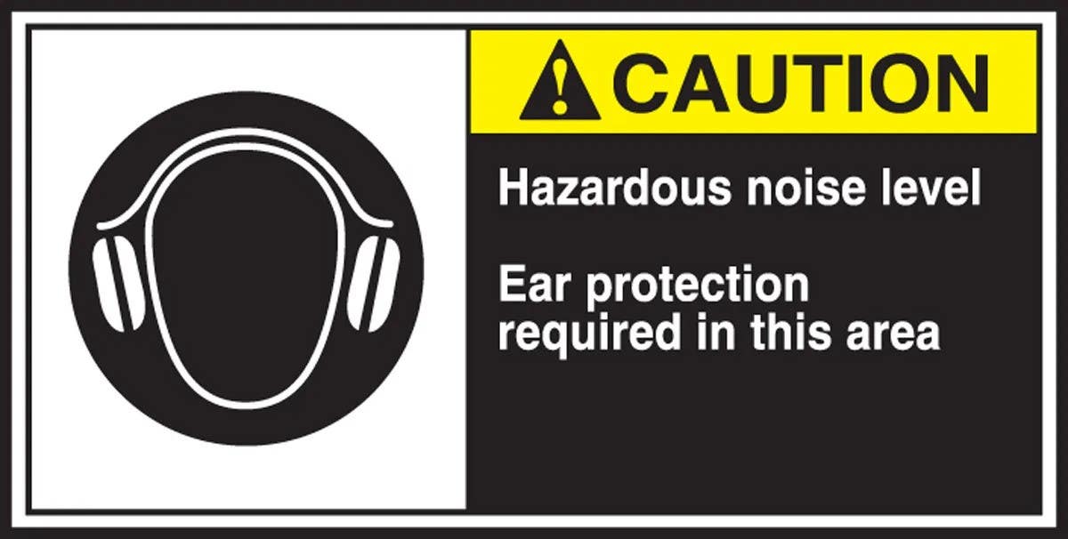 AccuformNMC LECN683 Electrical Safety Label, Caution, Hazardous Noise Level..., Adhesive Vinyl, 2-1/2" H x 5" W, 5/Pk