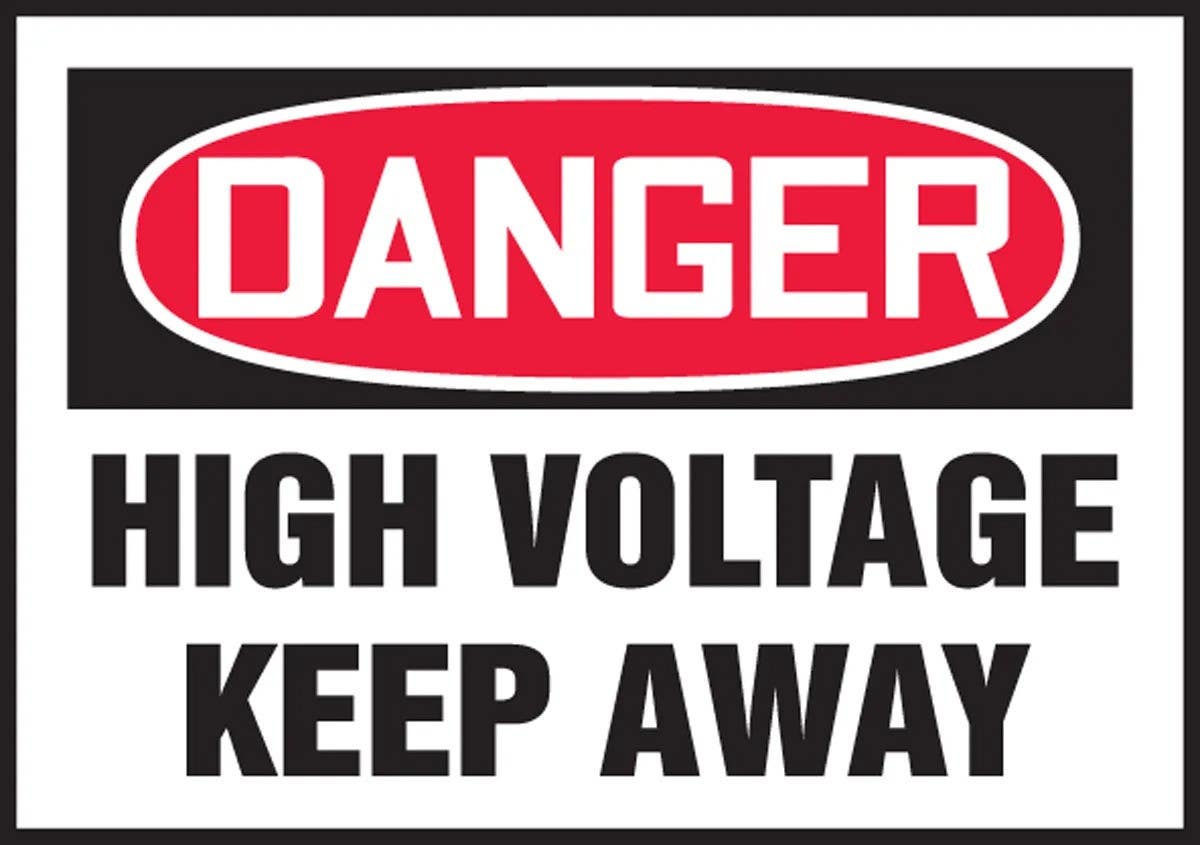 AccuformNMC LELC OSHA Danger Safety Label, High Voltage, Keep Away, Adhesive Dura Vinyl