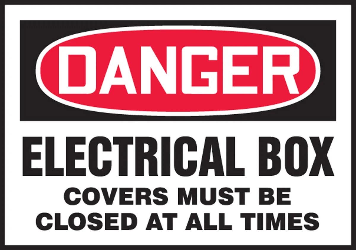 AccuformNMC LELC011XVE OSHA Danger Safety Label, Electrical Box, Covers Must Be Closed…, Adhesive Dura Vinyl, 3-1/2" H x 5" W