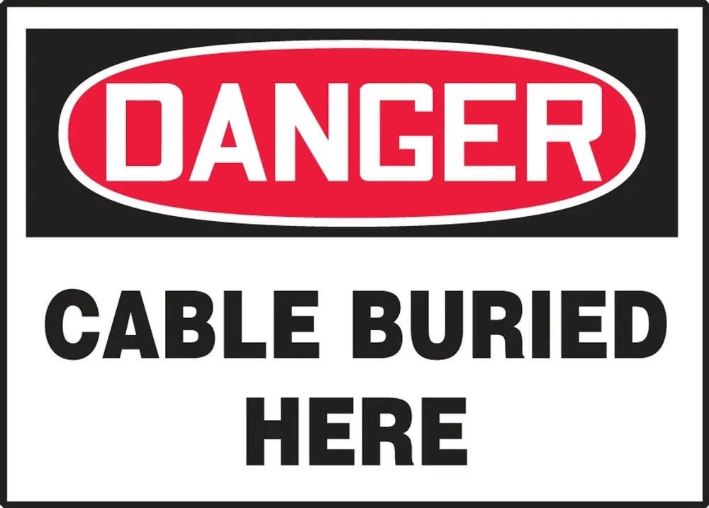 AccuformNMC LELC017VSP OSHA Danger Safety Label, Cable Buried Here, Adhesive Vinyl, 3-1/2" H x 5" W, 5/Pk