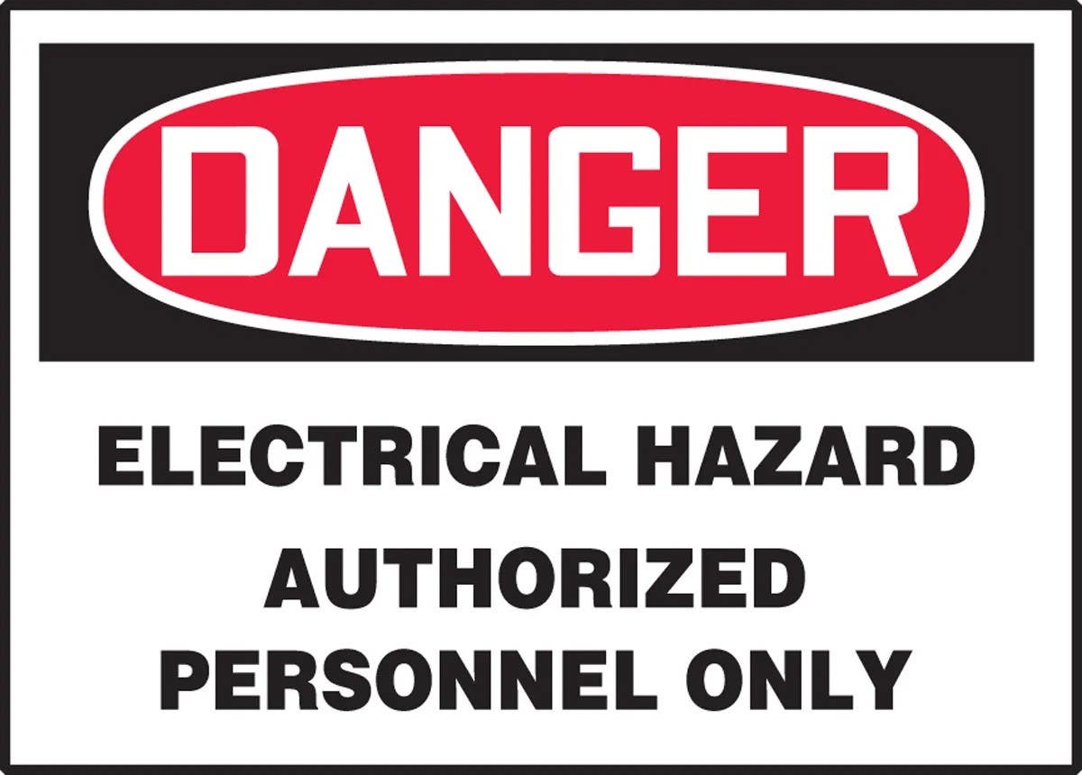 AccuformNMC LELC OSHA Danger Safety Label, Electrical Hazard, Authorized Personnel Only, Adhesive Dura Vinyl