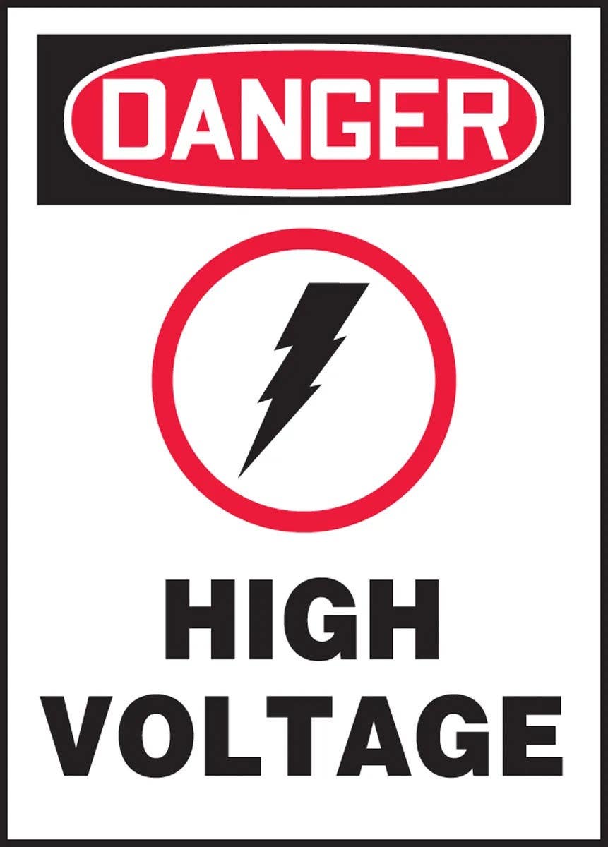 AccuformNMC LELC OSHA Danger Safety Label, High Voltage-Graphic, Adhesive Vinyl, 5/Pk