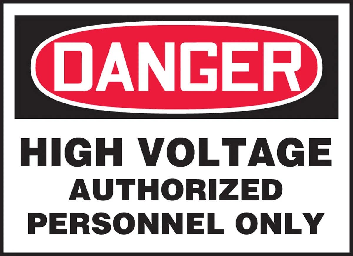 AccuformNMC LELC03 OSHA Danger Safety Label, High Voltage, Authorized Personnel Only, Adhesive Dura Vinyl