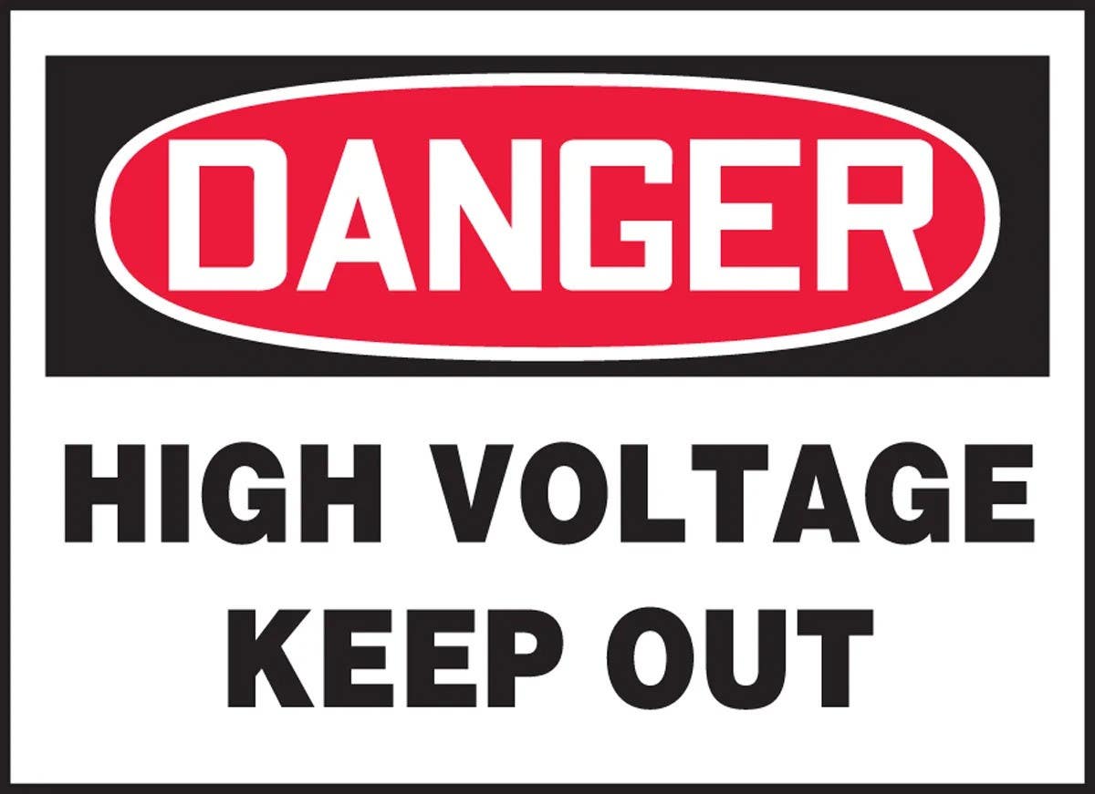 AccuformNMC LELC OSHA Danger Safety Label, High Voltage, Keep Out, Adhesive Dura Vinyl