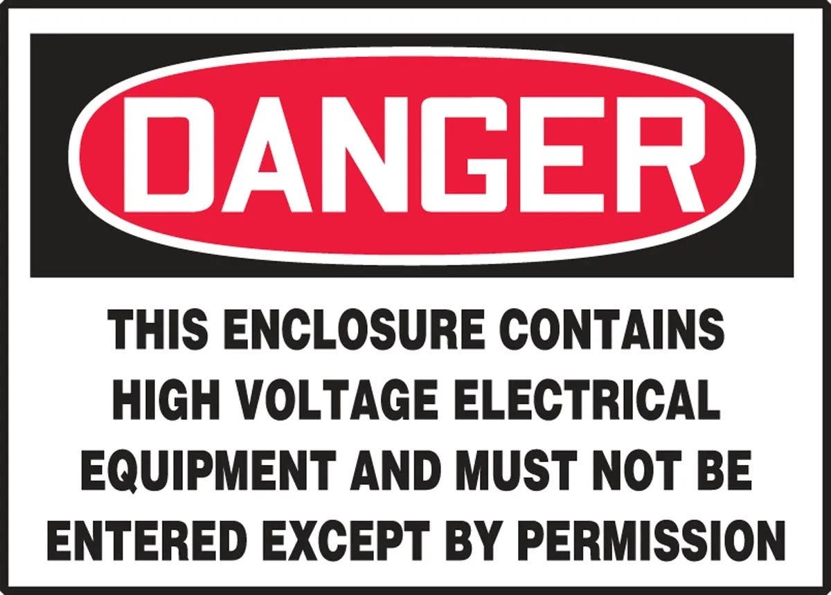 AccuformNMC LELC051VSP Safety Label, Danger, This Enclosure Contains High Voltage…, Adhesive Vinyl, 3-1/2" H x 5" W, 5/Pk