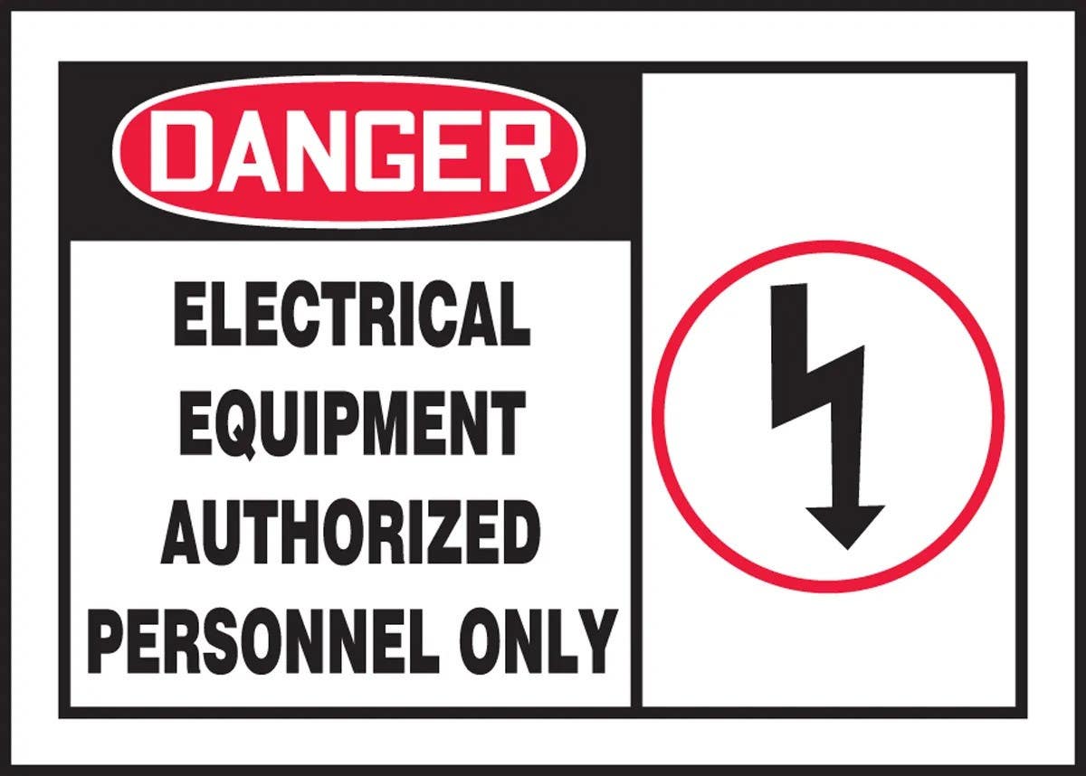 AccuformNMC LELC053XVE OSHA Danger Safety Label, Electrical Equipment…, Adhesive Dura Vinyl, 3-1/2" H x 5" W