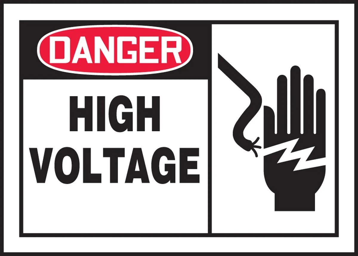 AccuformNMC LELC055VSP OSHA Danger Safety Label, High Voltage, Hand Injury Graphic, Adhesive Vinyl, 3-1/2" H x 5" W, 5/Pk