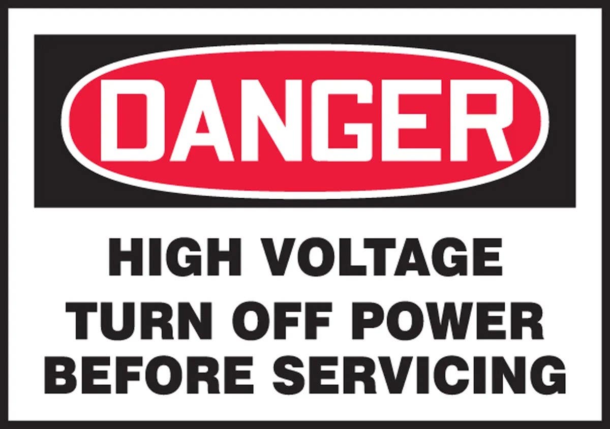 AccuformNMC LELC1 OSHA Danger Safety Label, High Voltage, Turn Off Power Before Servicing, Adhesive Dura Vinyl