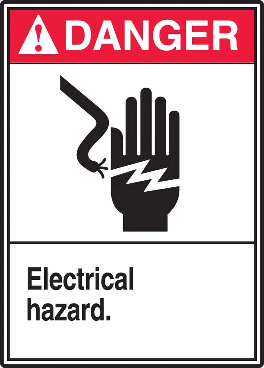 AccuformNMC LELC107XVE ANSI Danger Safety Label, Electrical Hazard Hand Graphic, Adhesive Dura Vinyl, 5" H x 3-1/2" W