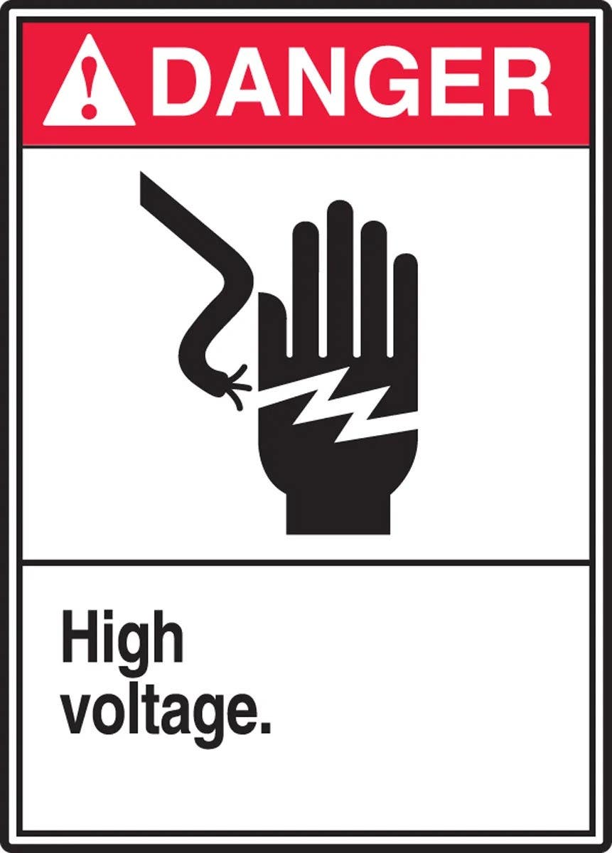 AccuformNMC LELC109VSP ANSI Danger Safety Label, High Voltage Graphic, Adhesive Vinyl, 5" H x 3-1/2" W, 5/Pk