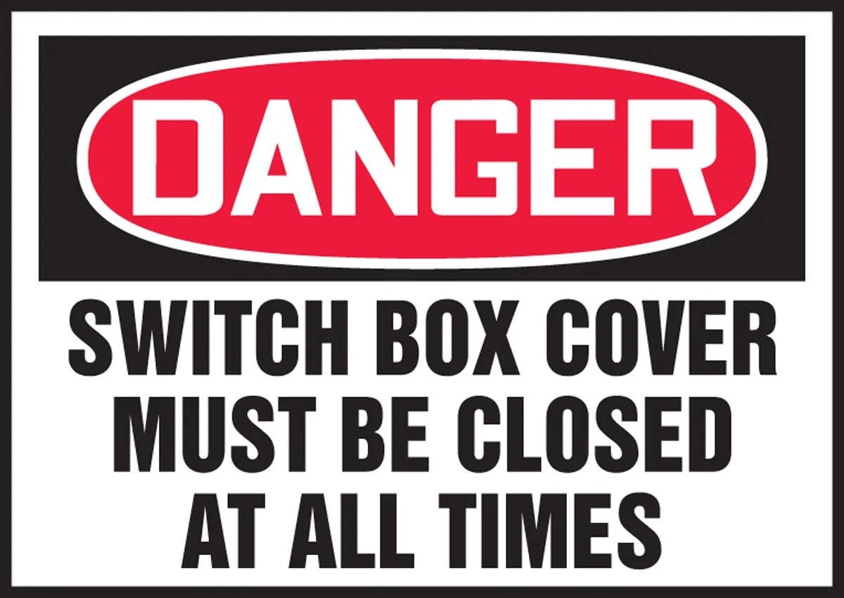 AccuformNMC LELC115VSP OSHA Danger Safety Label, Switch Box Cover Must..., Adhesive Vinyl, 3-1/2" H x 5" W, 5/Pk