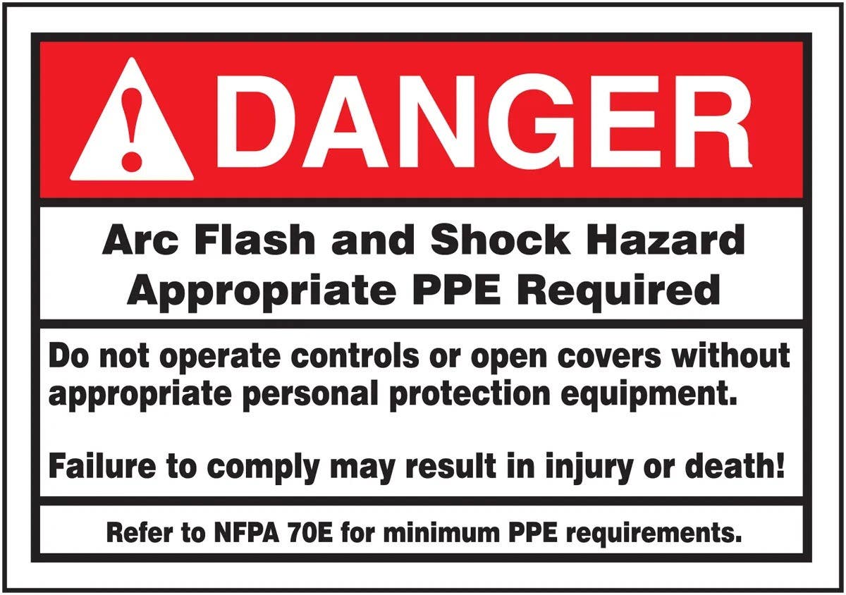 AccuformNMC LELC134 ANSI Danger Safety Label, Arc Flash And Shock Hazard…, Adhesive Dura-Vinyl, 3-1/2" H x 5" W