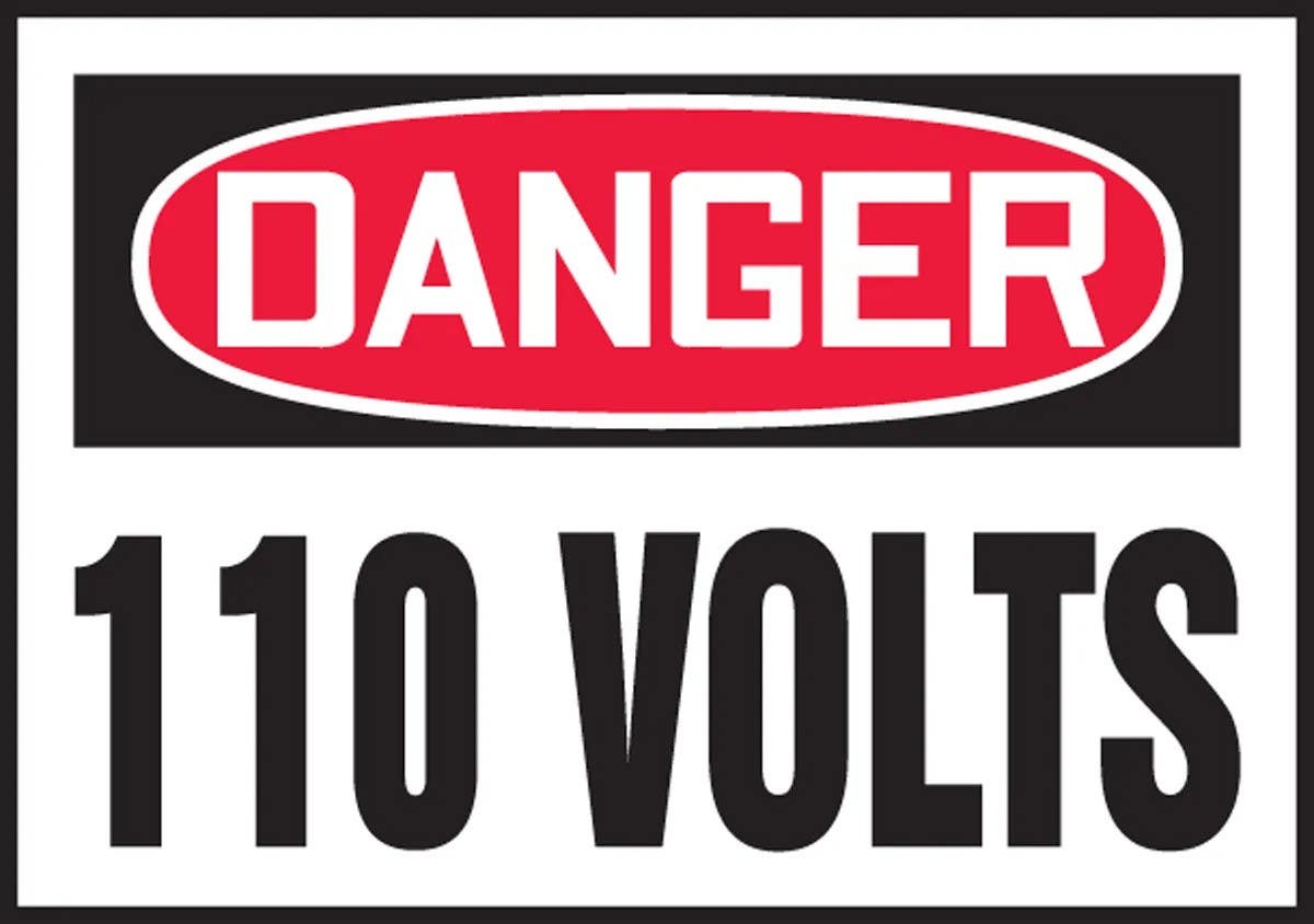 AccuformNMC LELC151VSP OSHA Danger Safety Label, 110 Volts, Adhesive Vinyl, 3-1/2" H x 5" W, 5/Pk