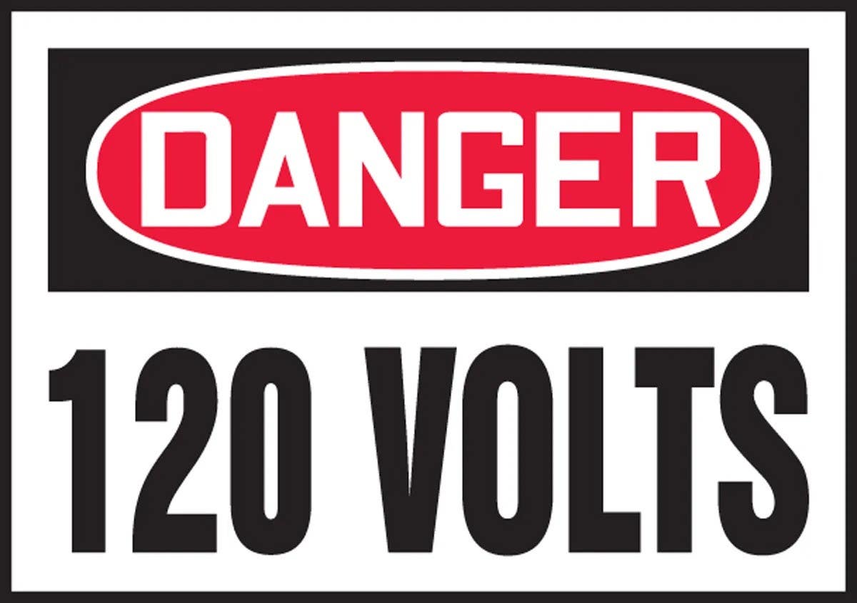 AccuformNMC LELC153VSP OSHA Danger Safety Label, 120 Volts, Adhesive Vinyl, 3-1/2" H x 5" W, 5/Pk
