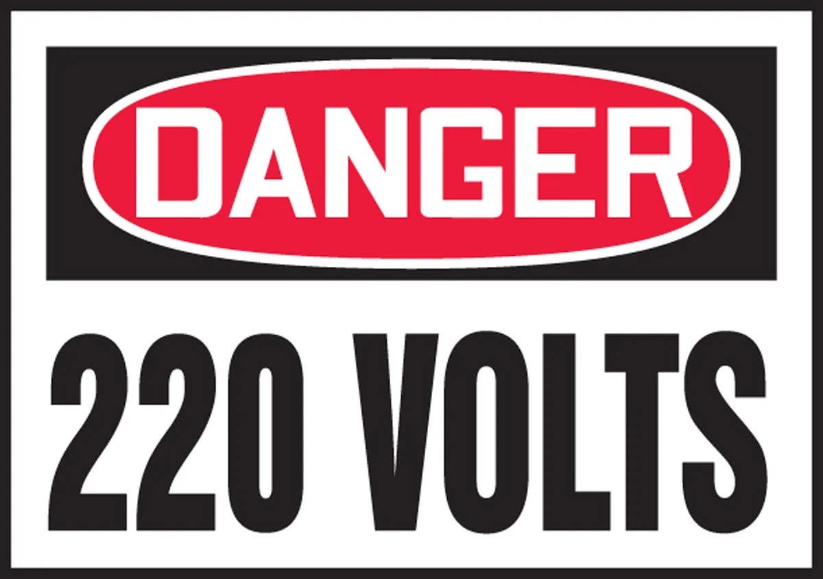 AccuformNMC LELC157XVE OSHA Danger Safety Label, 220 Volts, Adhesive Dura Vinyl, 3-1/2" H x 5" W