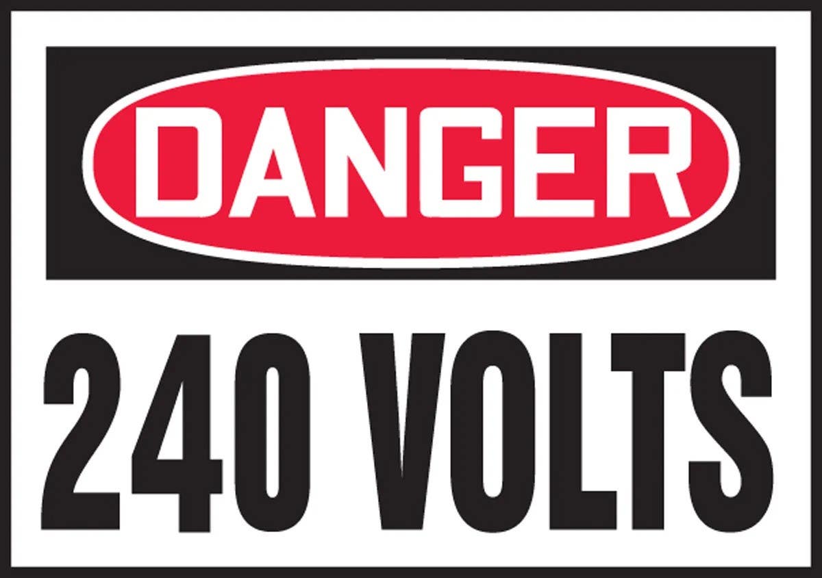 AccuformNMC LELC159VSP OSHA Danger Safety Label, 240 Volts, Adhesive Vinyl, 3-1/2" H x 5" W, 5/Pk