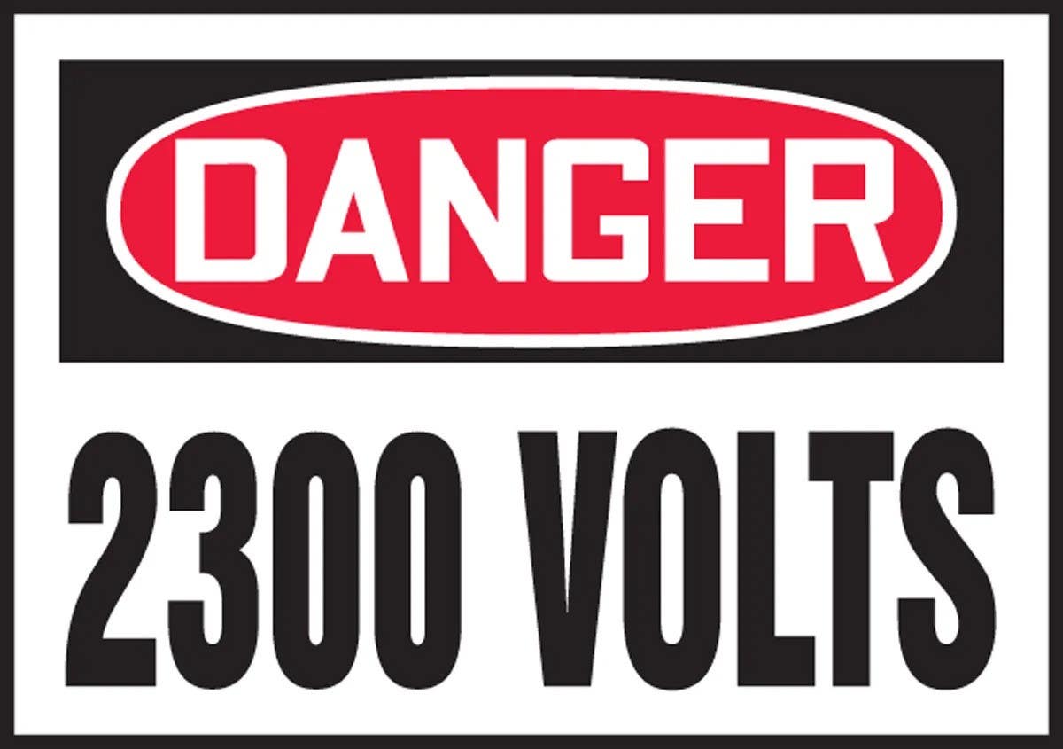 AccuformNMC LELC166VSP OSHA Danger Safety Label, 2300 Volts, Adhesive Vinyl, 3-1/2" H x 5" W, 5/Pk