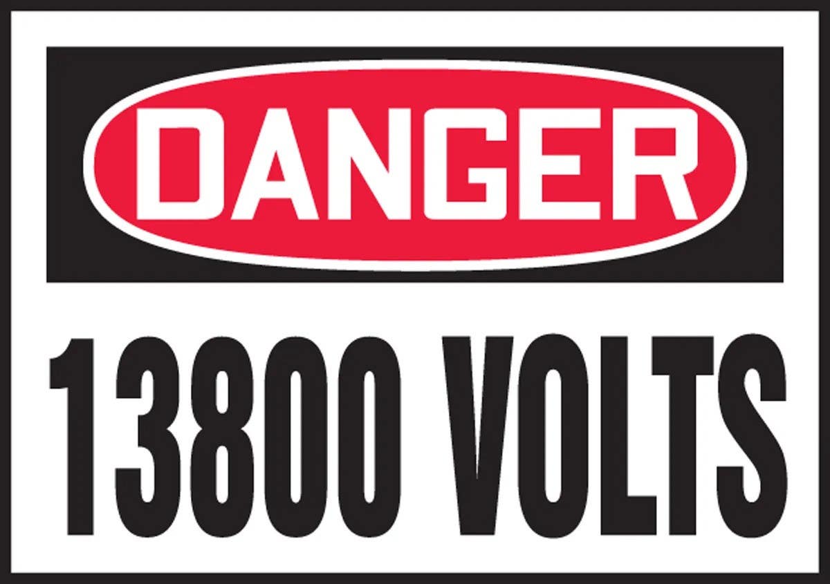 AccuformNMC LELC169VSP OSHA Danger Safety Label, 13800 Volts, Adhesive Vinyl, 3-1/2" H x 5" W, 5/Pk