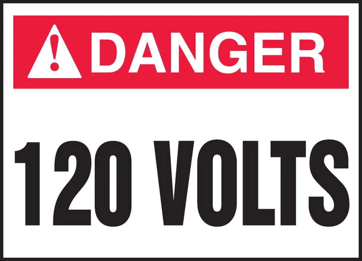AccuformNMC LELC ANSI Danger Electrical Safety Label, 120 Volts, Adhesive Dura Vinyl