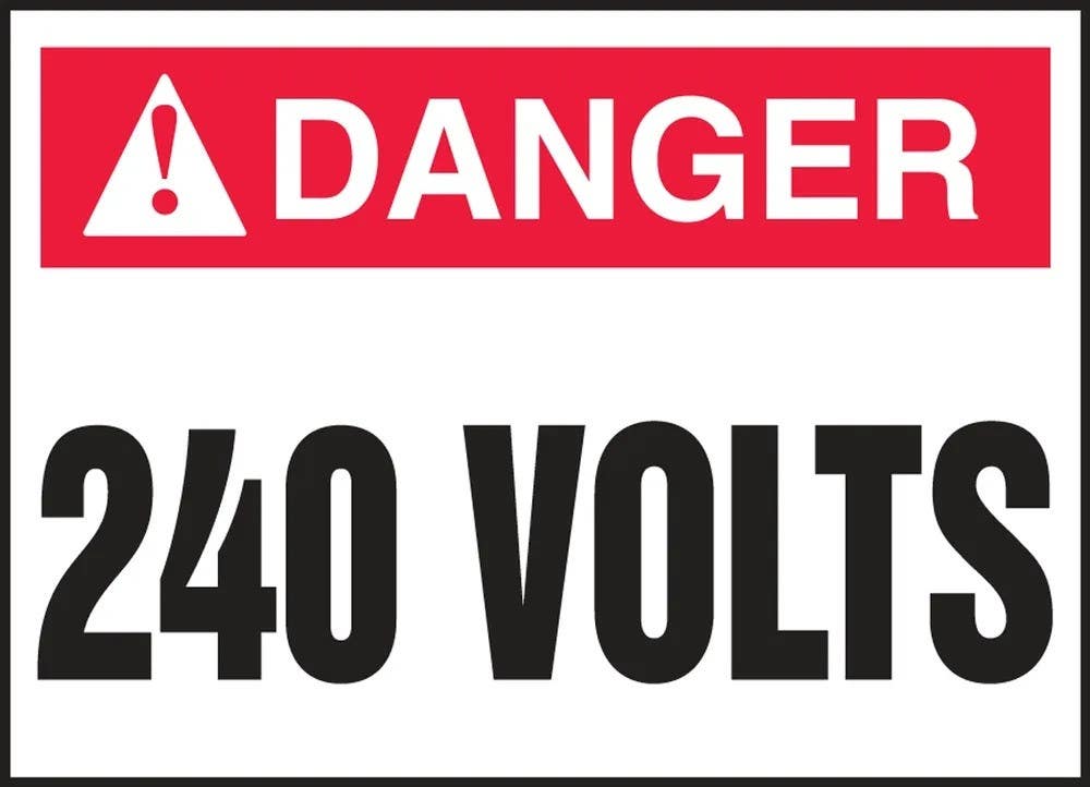 AccuformNMC LELC ANSI Danger Electrical Safety Label, 240 Volts, Adhesive Vinyl, 5/Pk