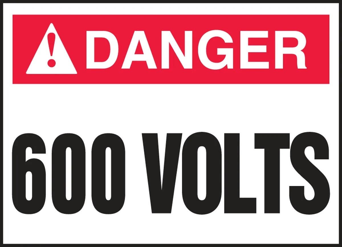 AccuformNMC LELC ANSI Danger Safety Label, 600 Volts, Adhesive Dura Vinyl