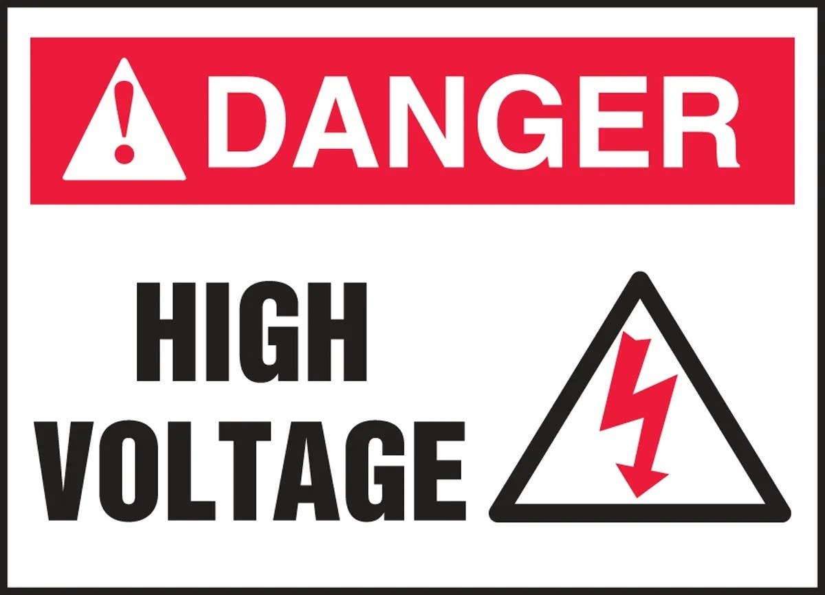 AccuformNMC LELC ANSI Danger Electrical Safety Label, High Voltage, Adhesive Dura Vinyl