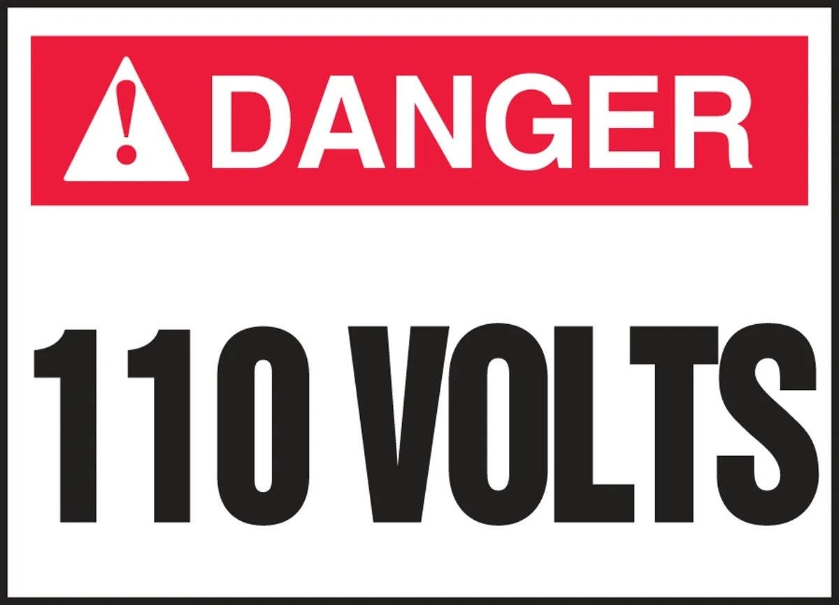 AccuformNMC LELC ANSI ISO Safety Sign, 110 Volts, Adhesive Dura-Vinyl