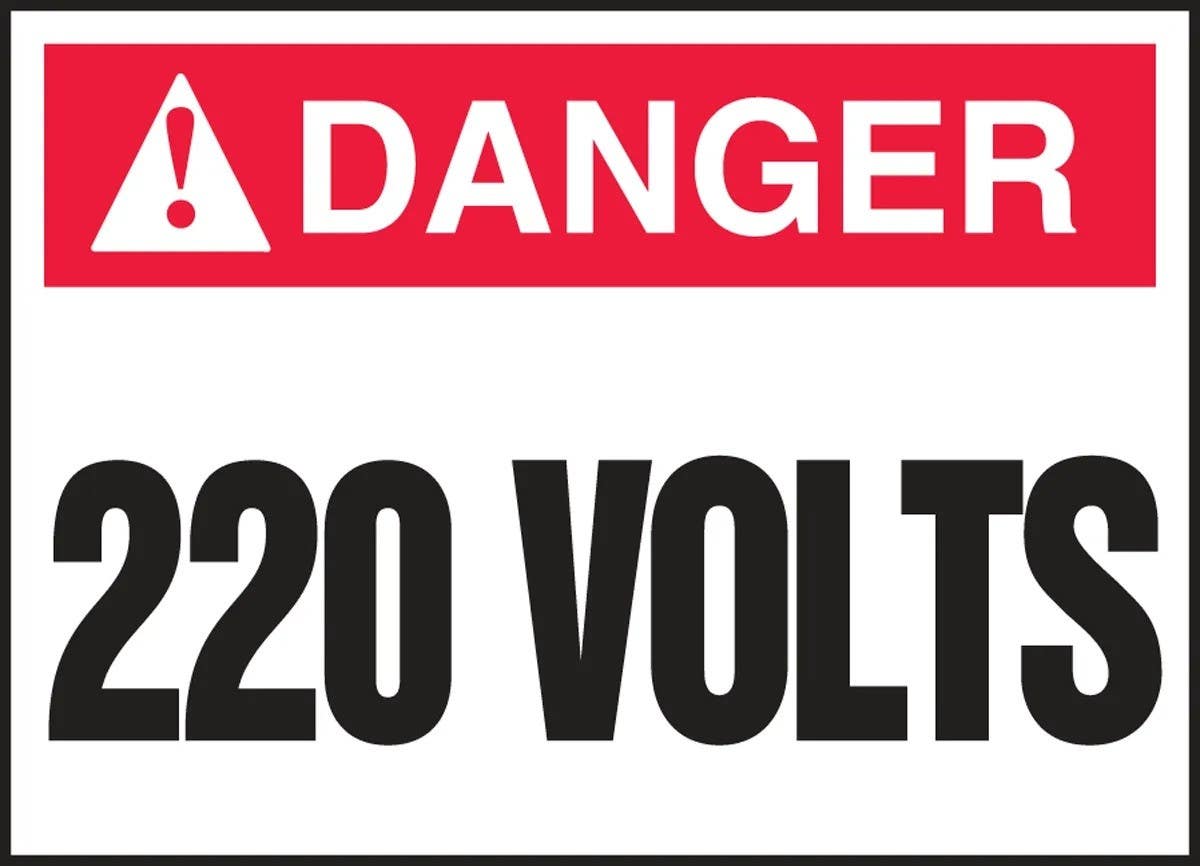 AccuformNMC LELC ANSI Danger Electrical Safety Label, 220 Volts, Adhesive Dura-Vinyl