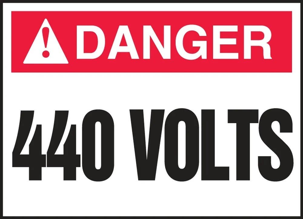AccuformNMC LELC Electrical Safety Label, Danger, 440 Volts, Adhesive Dura-Vinyl