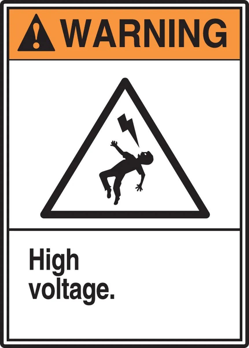 AccuformNMC LELC307XVE ANSI Warning Safety Label, High Voltage, Adhesive Dura Vinyl, 5" H x 3-1/2" W