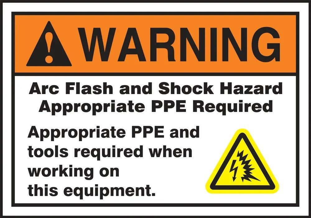 AccuformNMC LELC3 ANSI Safety Label, Arc Flash And Shock Hazard Appropriate PPE Required, Adhesive Dura-Vinyl
