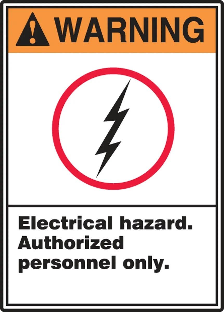 AccuformNMC LELC335XVE ANSI Safety Label Electrical Hazard, Authorized Personnel Only, Adhesive Dura-Vinyl, 5" H x 31/2" W