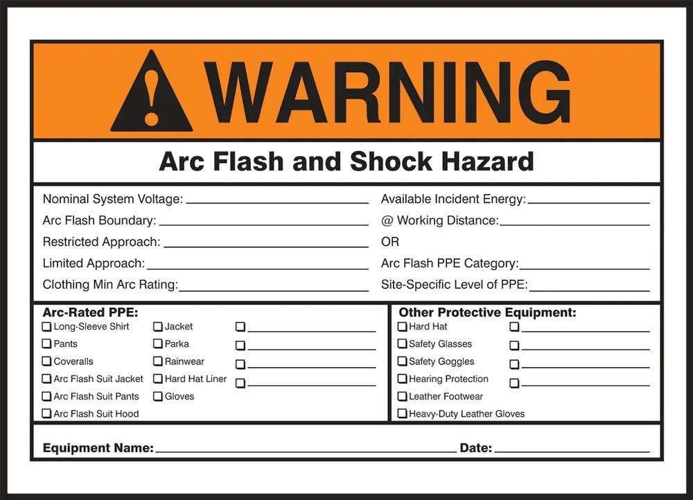 AccuformNMC LELC345 ANSI Warning Electrical Safety Label, Arc Flash And Shock Hazard…, Adhesive Vinyl, 3-1/2" H x 5" W