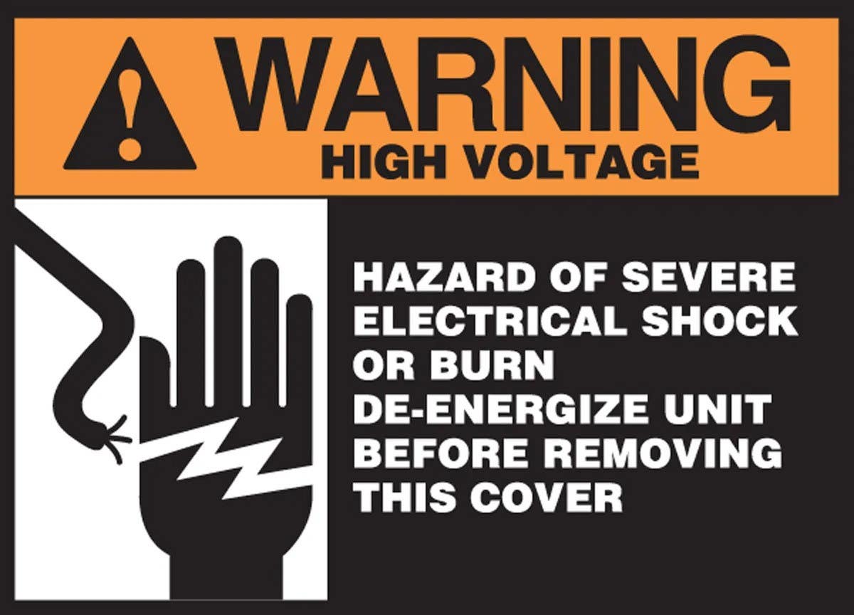 AccuformNMC LELC357XVE ANSI Safety Label, High Voltage, Hazard Of Severe Electrical Shock…, Adhesive Dura-Vinyl
