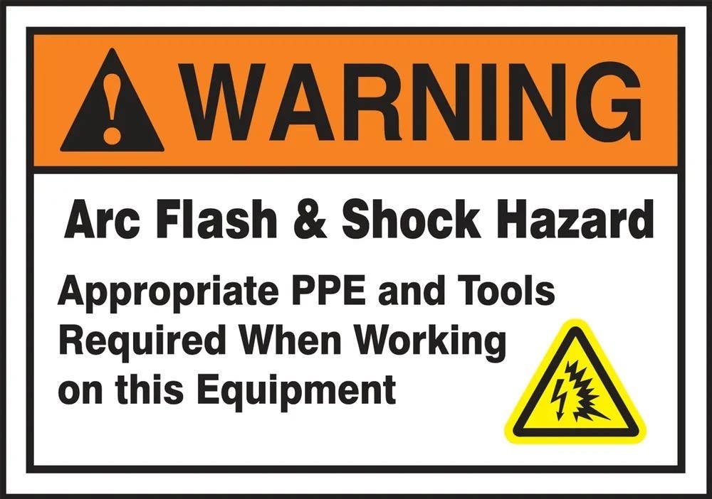 AccuformNMC LELC370XVE ANSI Warning Safety Label, Warning Arc Flash And Shock Hazard…, Adhesive Dura-Vinyl, 3-1/2" H x 5" W