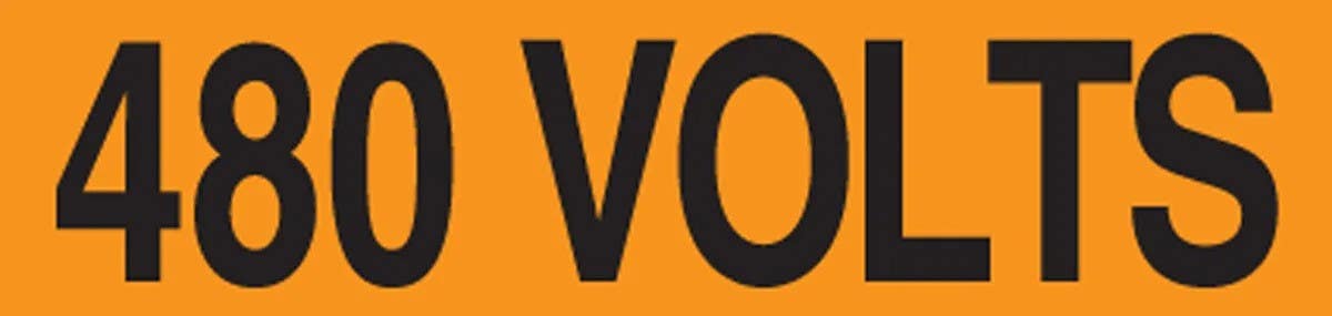 AccuformNMC LELC4 Conduit Label Voltage Markers, 480 Volts, Adhesive Vinyl