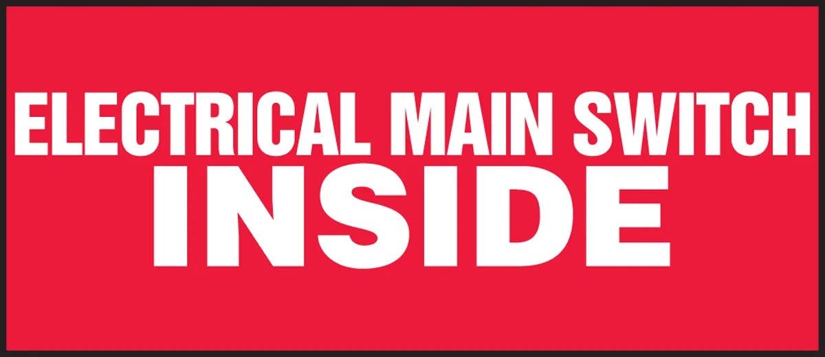 AccuformNMC LELC511XVE Electrical Safety Label, Electrical Main Switch Inside, Adhesive Dura-Vinyl, 3" H x 7" W