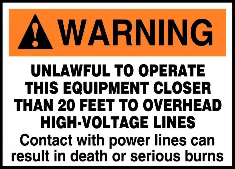 AccuformNMC LELC647XVE ANSI Warning Safety Label, Unlawful To Operate This Equipment…, Adhesive Dura Vinyl