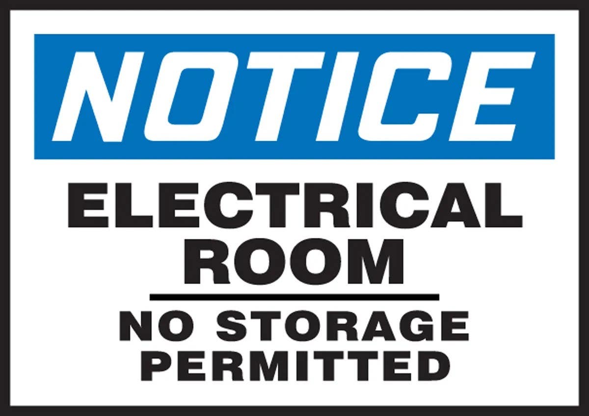 AccuformNMC LELC804XVE OSHA Notice Electrical Safety Label, Electrical Room…, Adhesive Dura Vinyl, 3-1/2" H x 5" W