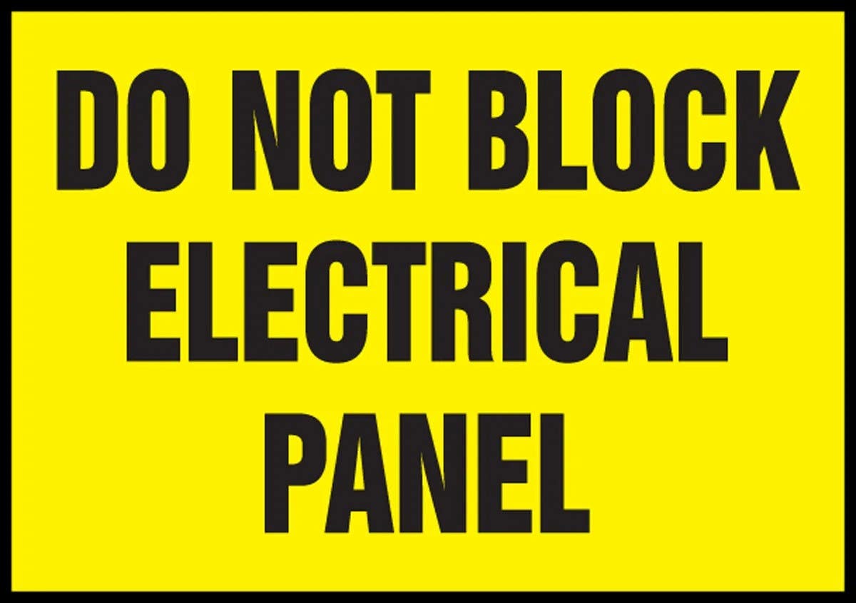 AccuformNMC LELC903VSP Electrical Safety Label, Do Not Block Electrical Panel, Adhesive Vinyl, 3-1/2" H x 5" W, 5/Pk