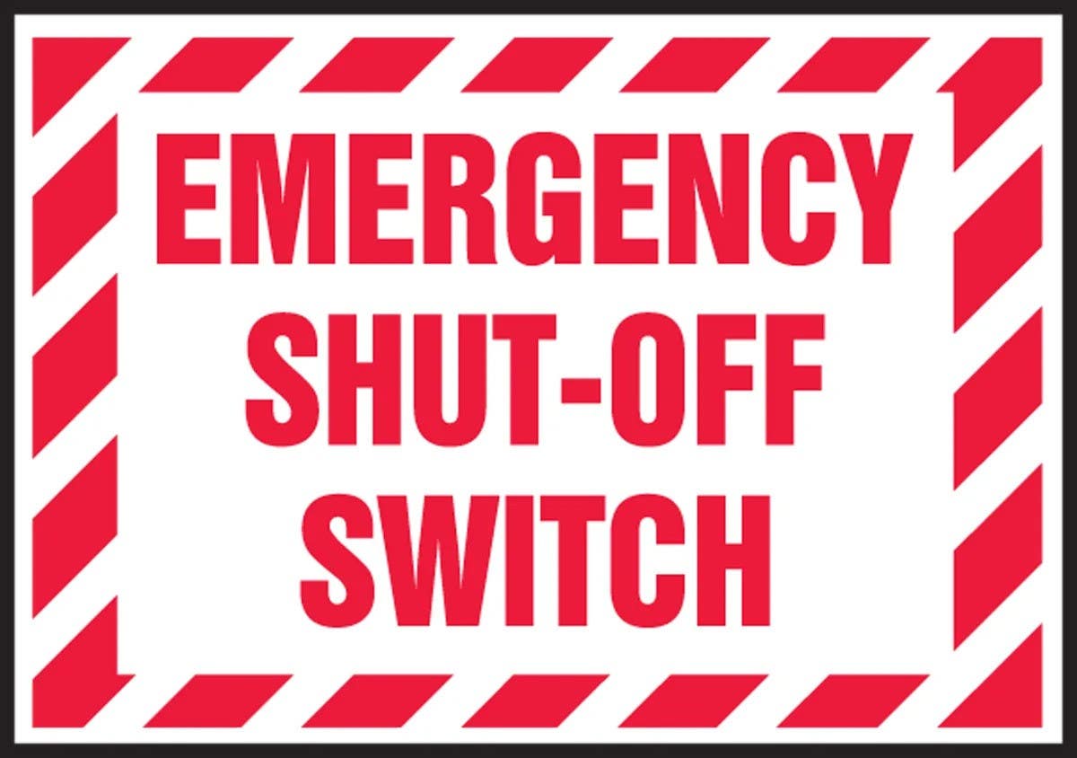 AccuformNMC LELC914XVE Electrical Safety Label, Emergency Shut-Off Switch, Adhesive Dura Vinyl, 3-1/2" H x 5" W