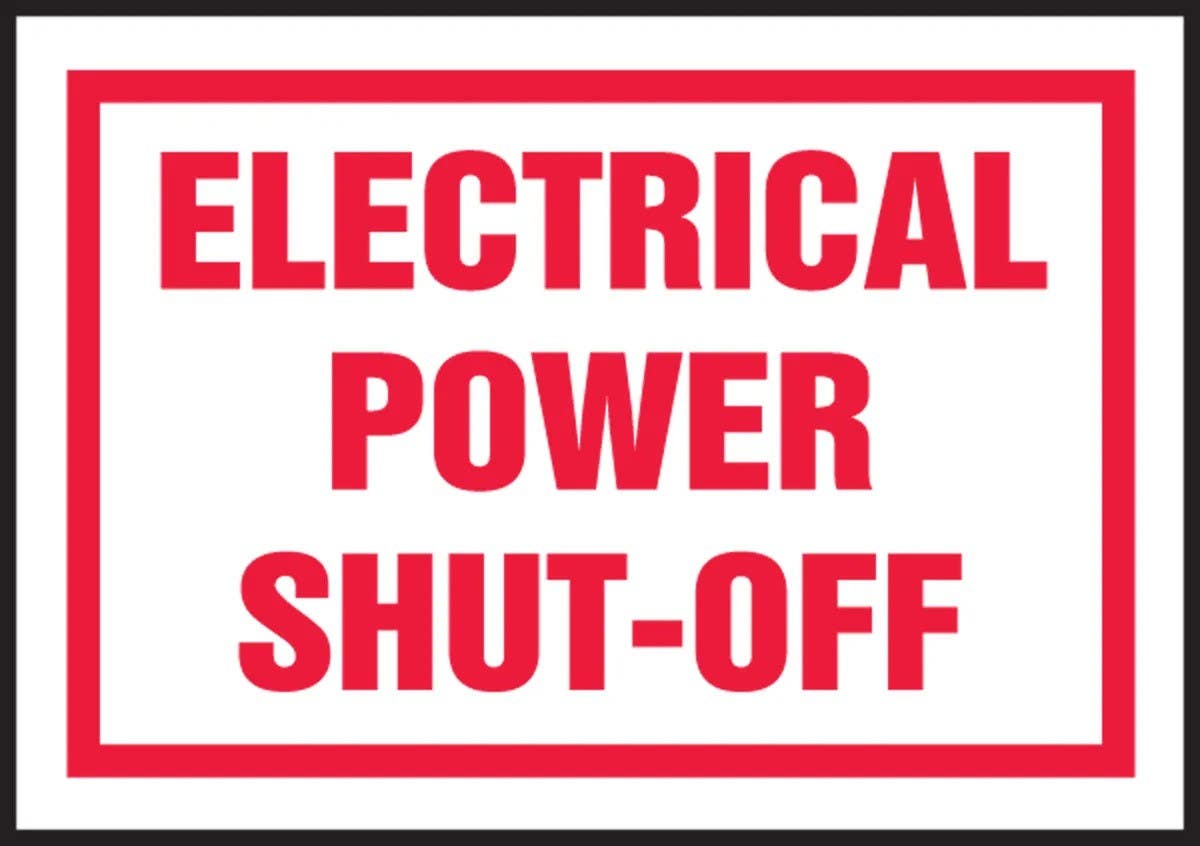 AccuformNMC LELC918XVE Safety Label, Electrical Power Shut Off, Adhesive Dura Vinyl, 3-1/2" H x 5" W